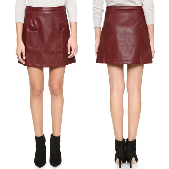MINKPINK Burgundy Faux Leather Mini Skirt